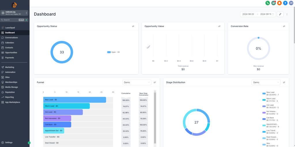 Realevent CRM Dashboard